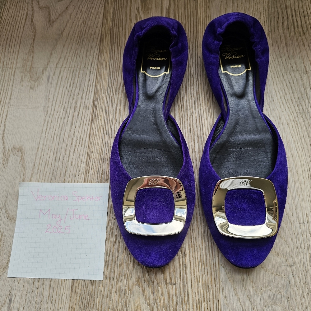 Roger Vivier Purple Suede Womenβs Shoes Flats Size 41.5